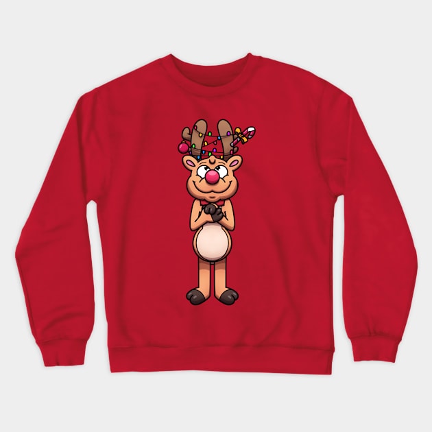 Christmas Reindeer With Christmas Ornaments Crewneck Sweatshirt by TheMaskedTooner